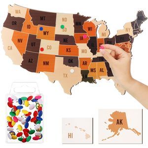 Usa Travel Map 17.7 X 11 X 0. 2 Inches Wooden Board Map Of The United States🐹